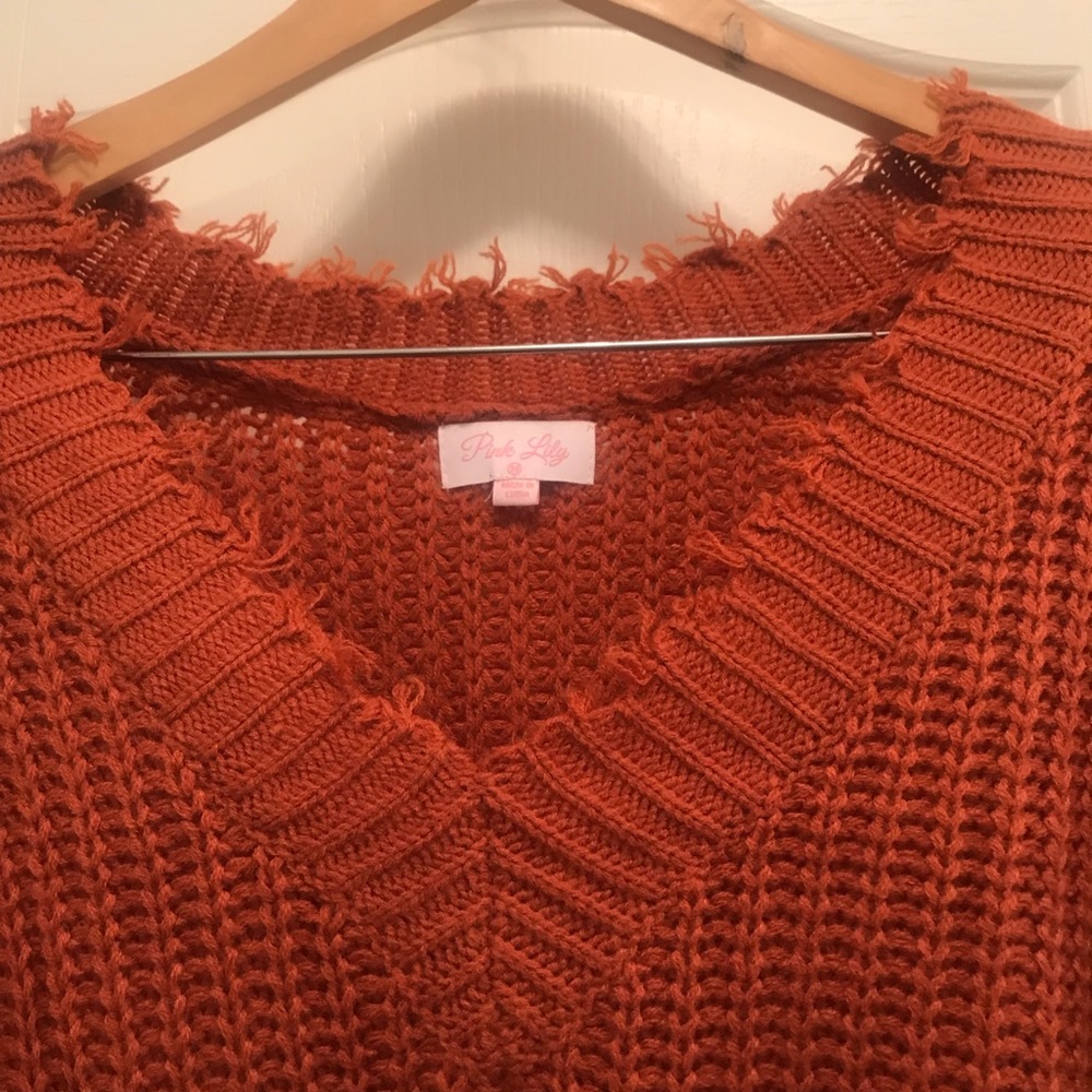 Pink Lily (M) Burnt Orange Sweater - Picture 2 of 4